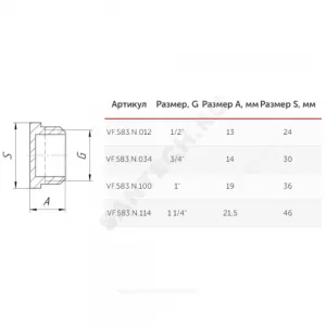 Заглушка латунь никель Ду 15 (1/2") НР VALFEX VF.583.N.012