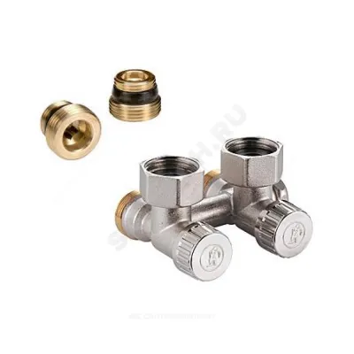 Узел нижнего подключения R384 Ду 15 Ру10 1/2"x3/4"ЕК угловой Giacomini R384X012