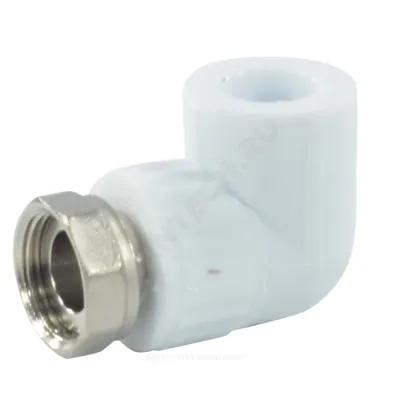 Угольник PP-R комбинированный белый с накидной гайкой Дн 25х3/4" VALFEX 10138025