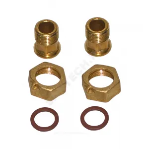 Комплект присоединительный латунь Ду 15 1/2"xG3/4" L=36мм НР/нак/гайка без обратного клапана Цветлит ZW50102