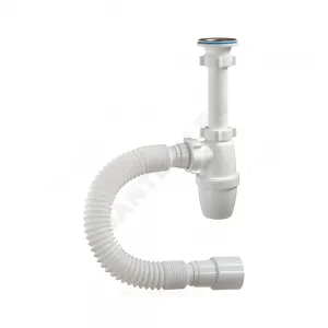 Сифон для умывальника бутылочный 1 1/4"x40 с гофрой 40х40/50 с удлиненным патрубком выпуск с нержавеющей решёткой D=63мм Орио А-32059