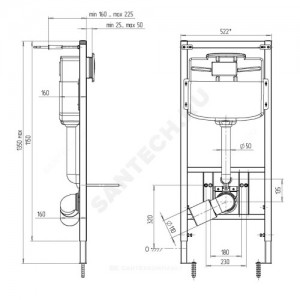 Инсталляция для подвесного унитаза WC1110 с кнопкой смыва WP1210 хром глянцевый АНИ Пласт WCP1121 Инсталляция для подвесного унитаза WC1110 с кнопкой смыва WP1210 хром глянцевый АНИ Пласт WCP1121
