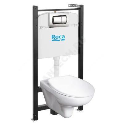 Комплект 4 в 1 Mateo унитаз подвесной + инсталляция + кнопка смыва + сиденье микролифт Roca 893100010