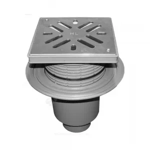 Трап регулируемый с "сухим" затвором Дн 110 с нержавеющей решёткой 226х226мм с подрамником из ПП вертикальный выпуск серия PERFEKT HL HL616S/1