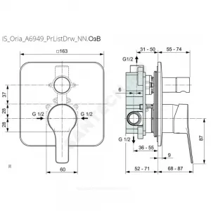 Смеситель встраиваемый для ванны с душем одноручный ENTELLA Ideal Standard A6949AA