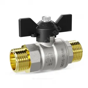 Кран шаровой латунь никель Pride Ду 25 Ру40 НР бабочка аналог 11б27п1 LD 47.25.Н-Н.Б