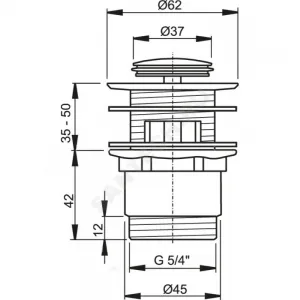 Клапан донный для умывальника латунь 1 1/4" с переливом, хром слив "клик-клак", пробка D=37мм Alca Plast A39 Клапан донный для умывальника латунь 1 1/4" с переливом, хром слив "клик-клак", пробка D=37мм Alca Plast A39