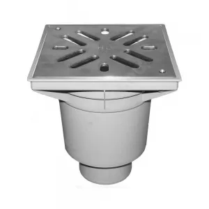 Трап нерегулируемый с гидрозатвором Дн 110 с нержавеющей решёткой 226х226мм с подрамником из ПП вертикальный выпуск серия PERFEKT HL HL606SW/1