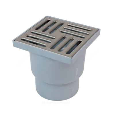 Трап нерегулируемый с гидрозатвором Дн 110 с нержавеющей решёткой 150х150мм вертикальный выпуск АНИ Пласт TA1212