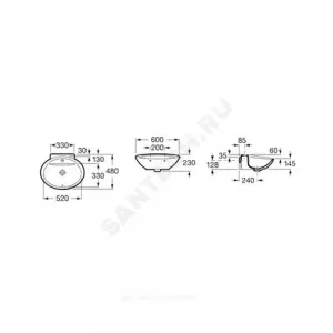 Умывальник мебельный Fontana 60 1 отверстие под смеситель по центру белый Roca 327877000