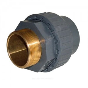 Муфта ПВХ серый под клеевое соед разъемная Дн 63х2" Ру16 НР напорная EFFAST RGRBND063G.N