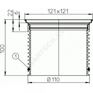 Элемент надставной для трапа D=110мм подрамник 121х121мм HL HL3200