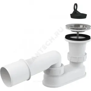 Сифон для поддона плоский 1 1/2"x50/40 с переходной трубкой 10гр выпуск с нержавеющей решёткой D=70мм Alca Plast A461-50