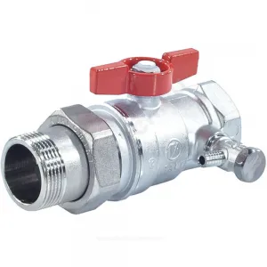 Кран шаровой латунь со спускником R259DS хром Ду 15 Ру42 ВР/"американка" 1/2" бабочка с отводом (полусгоном) Giacomini R259SX003