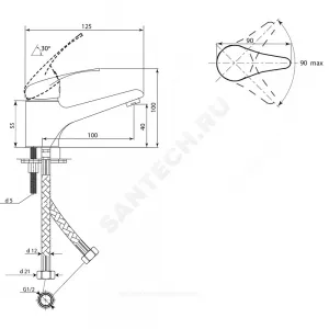 Смеситель для умывальника одноручный Прораб П-серия Славен СЛ-ОД-П10