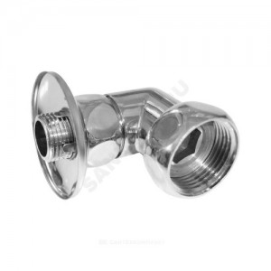 Соединитель для полотенцесушителя латунь Ду 25 (1") НР/нак/гайка угловой хром 0003-07 Китай