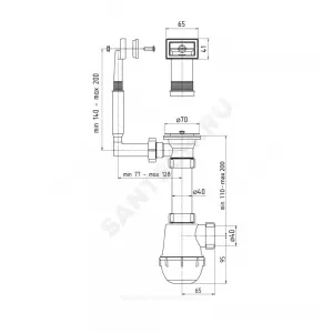 Сифон для кухонной мойки бутылочный с жестким переливом 1 1/2"x40 выпуск с нержавеющей решёткой D=70мм Ани Грот АНИ Пласт A0140