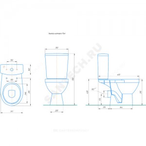 Унитаз-компакт Рим белый нижний подвод горизонт/выпуск 2/реж пластик микролифт Rosa (Кировская керамика)