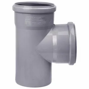 Тройник PP-H серый Дн 110х110х87гр б/нап в/к Политэк 201187