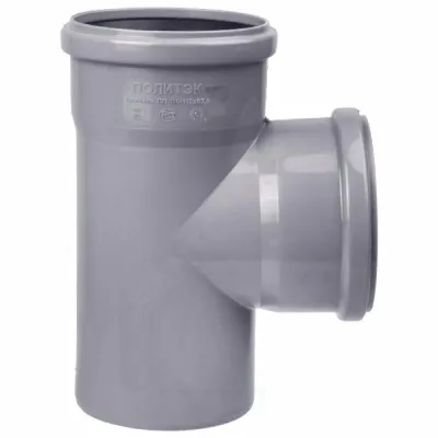 Тройник PP-H серый Дн 110х110х87гр б/нап в/к Политэк 201187