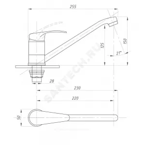 Смеситель для кухонной мойки одноручный КОМПЛЕКТАЦИЯ ПСМ-104 Профсан PSM-104-31