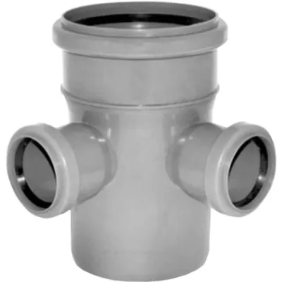 Крестовина PP-H 2-плоскостная серая Дн 110х50х50х87гр б/нап в/к Политэк 60155090