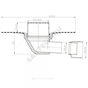 Воронка кровельная HL64BH с горизонтальным выпуском PP Дн 75/110 с трапом, теплоизоляцией, гидроизоляционным полимербитумным полотном 500мм HL HL64BH Воронка кровельная HL64BH с горизонтальным выпуском PP Дн 75/110 с трапом, теплоизоляцией, гидроизоляционным полимербитумным полотном 500мм HL HL64BH