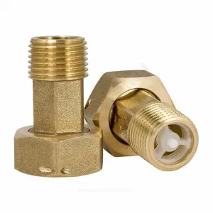 Комплект присоединительный латунь Ду 15 1/2"xG3/4" L=47мм НР/нак/гайка с обратным клапаном Цветлит ZW50039