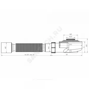 Сифон для поддона 1 1/2"x50/40 h=55мм с гофрой 40х50 слив клапан "клик-клак", пробка D=42,6мм АНИ Пласт E455CL