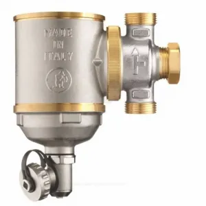 Дешламатор магнитный сетчатый латунь Ду 20 Ру10 3/4" ВР R146 C шаровым краном, заглушкой для дренажа и клапаном выпуска воздуха Giacomini R146CKX004