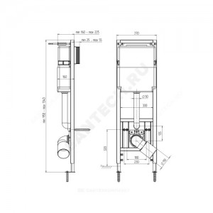Инсталляция для подвесного унитаза WC1310 с кнопкой смыва WP2410 хром глянцевый АНИ Пласт WCP1310 Инсталляция для подвесного унитаза WC1310 с кнопкой смыва WP2410 хром глянцевый АНИ Пласт WCP1310
