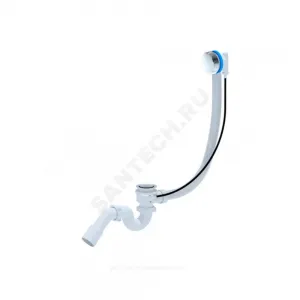 Слив-перелив для ванны трубный полуавтоматический (тросик) 1 1/2"x40 с переходной трубкой 45гр 40/50 слив клапан с пробкой АНИ Пласт E311 (EM311)