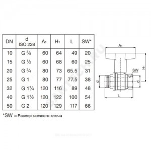 Кран шаровой латунь никель Optibal Ду 20 Ру16 ВР/НР полнопроходной с Т-рукояткой удлиненная ручка Oventrop 1077306
