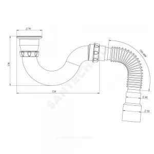 Сифон для поддона трубный 1 1/2"x50/40 с гофрой 40х40/50 выпуск с нержавеющей решёткой Unicorn G32