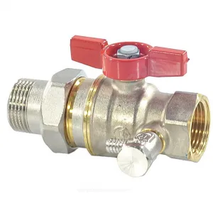 Кран шаровой латунь со спускником R919S никель Ду 15 Ру42 ВР/"американка" 1/2" бабочка полнопроходной переходной со спускником Giacomini R919SX003