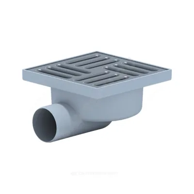 Трап нерегулируемый с гидрозатвором Дн 50 с нержавеющей решёткой 150х150мм горизонтальный выпуск АНИ Пласт TA5112