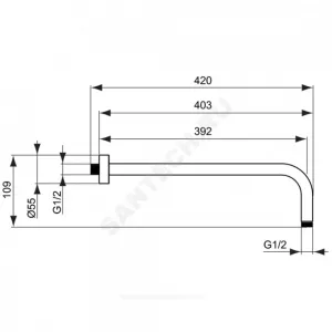 Держатель для верхнего душа 400мм IDEALRAIN Ideal Standard B9445XG Держатель для верхнего душа 400мм IDEALRAIN Ideal Standard B9445XG
