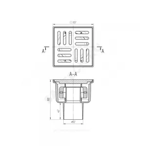 Трап нерегулируемый с "сухим" затвором Дн 50 с пластиковой решёткой 100х100мм горизонтальный выпуск АНИ Пласт TQ5104