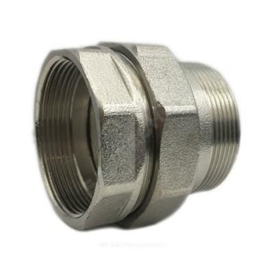 Соединитель латунь никель американка Ду 40 (1 1/2") прямой ВР/НР Китай