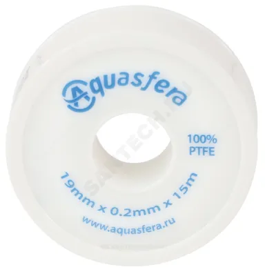 Лента ФУМ PTFE 6020 19ммх0,2ммх15м катушка среда: вода Aquasfera 6020-04