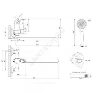 Смеситель для ванны с душем одноручный Дача Б-серия Славен СЛ-ОД-Б31