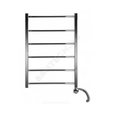 Полотенцесушитель электрический нерж сталь Лесенка 500х500мм 4П ТЭН слева Классика-Люкс Элит-Металл Э-39-05