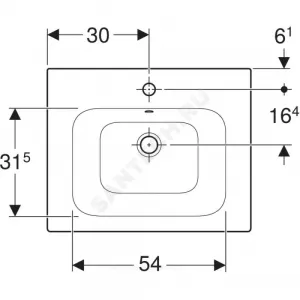 Умывальник мебельный Renova Plan Slim 60 1 отверстие под смеситель по центру белый Geberit 122260000