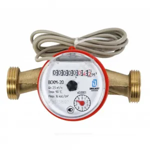 Счётчик г/в и х/в крыльчатый одноструйный Ду 20 Ру16 Qn=2,5 м3/ч 90С L=130мм резьба импульсный В/К IP67 ВСКМ-20 ДГ2 Декаст 72-20-245