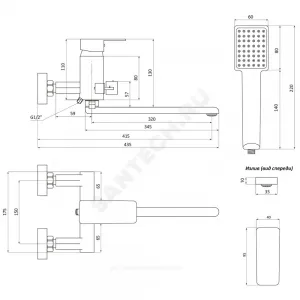 Смеситель для ванны с душем одноручный Коттедж Н-серия Славен СЛ-ОД-Н31