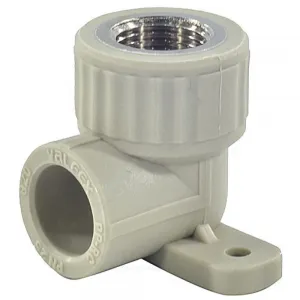 Угольник PP-R комбинированный серый Дн 20х1/2" ВР с креплением VALFEX 10120020Г