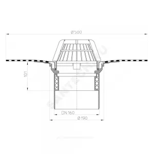 Воронка кровельная HL62H с вертикальным выпуском PP Дн 160 с листвоуловителем, теплоизоляцией, гидроизоляционным полимербитумным полотном 500мм HL HL62H/5 Воронка кровельная HL62H с вертикальным выпуском PP Дн 160 с листвоуловителем, теплоизоляцией, гидроизоляционным полимербитумным полотном 500мм HL HL62H/5