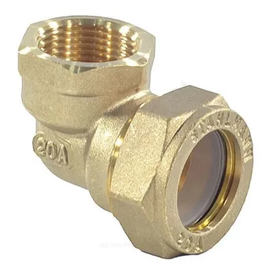 Угольник латунь 90гр Ду 15х1/2" обжим/ВР для нержавеющих труб STAHLMANN SEFL1501/2BEF