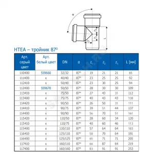 Тройник PP-H переходной серая HT HTEA Дн 110х75х87гр б/нап в/к Ostendorf 115410 Тройник PP-H переходной серая HT HTEA Дн 110х75х87гр б/нап в/к Ostendorf 115410