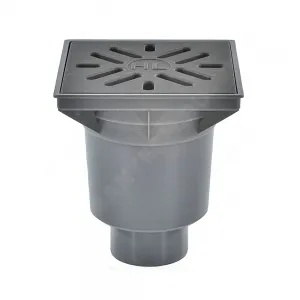 Трап нерегулируемый с гидрозатвором Дн 110 с чугунной решёткой 226х226мм с подрамником из ПП вертикальный выпуск серия PERFEKT HL HL606W/1